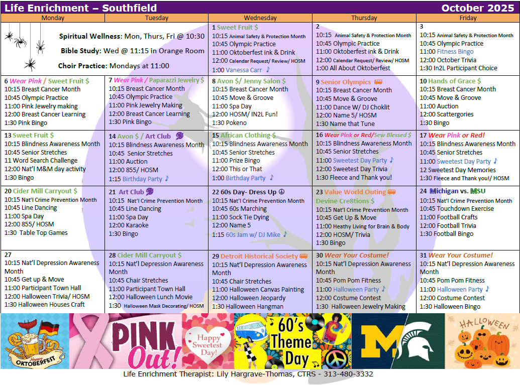 SFD October Calendar