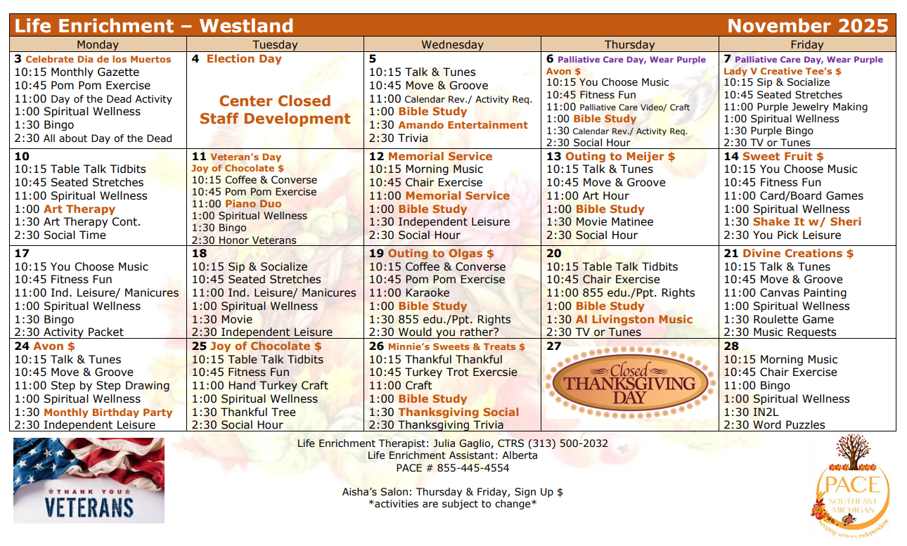 WSTNovember 2025 Calendar
