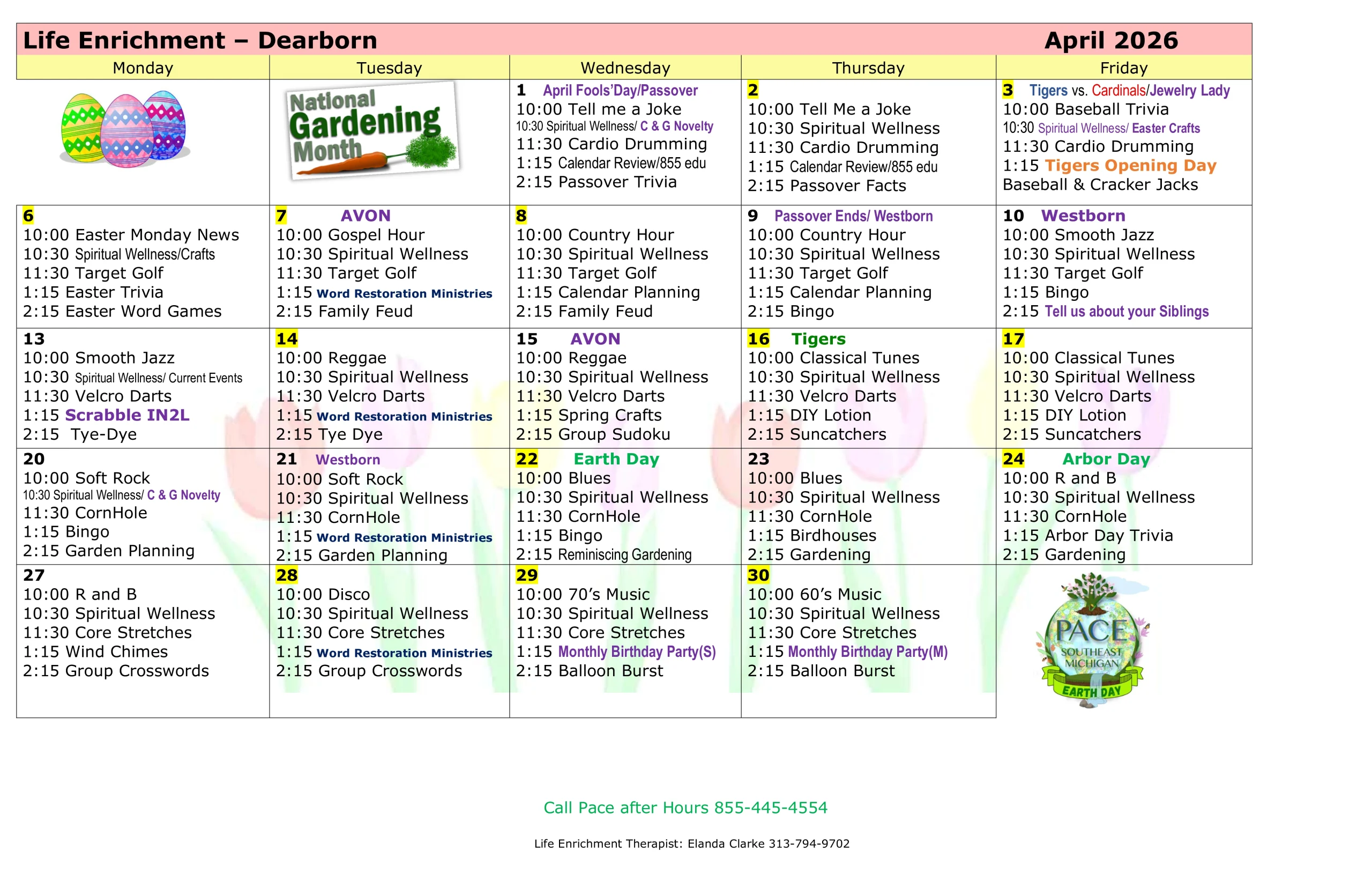 lunch menu for april 2026 PACE Southeast Michigan - Dearborn Center