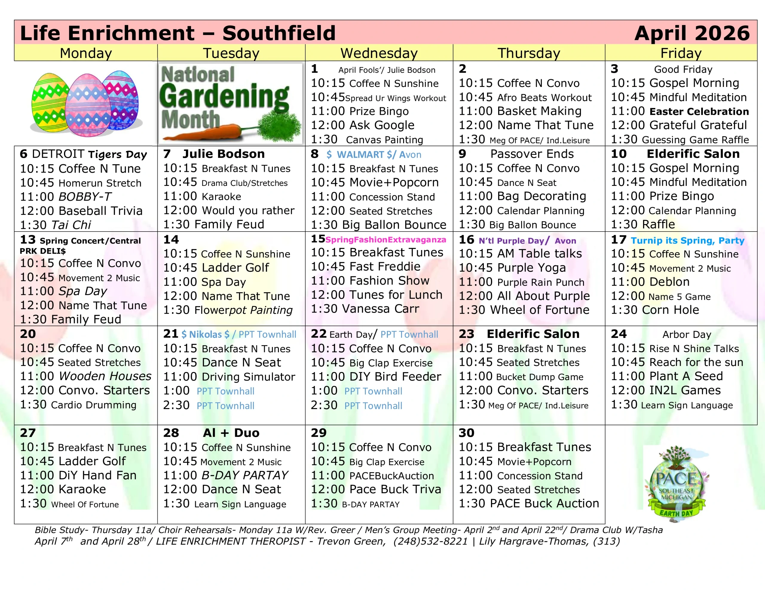 lunch menu for april 2026 PACE Southeast Michigan - Southfield Center