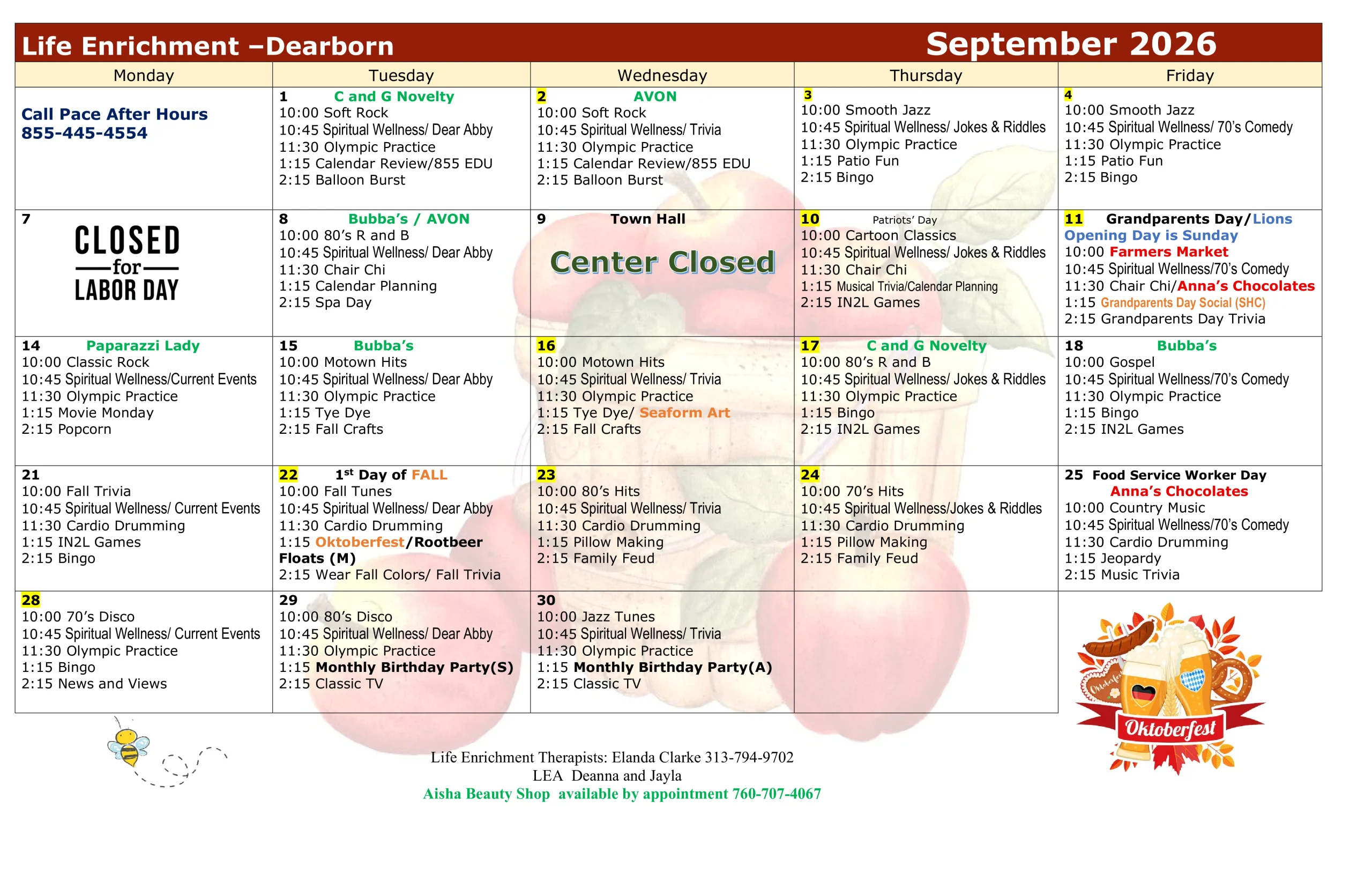 September-2026-activities-calendar-dearborn Activities calendar for PACE Southeast Michigan - Dearborn - September 2026