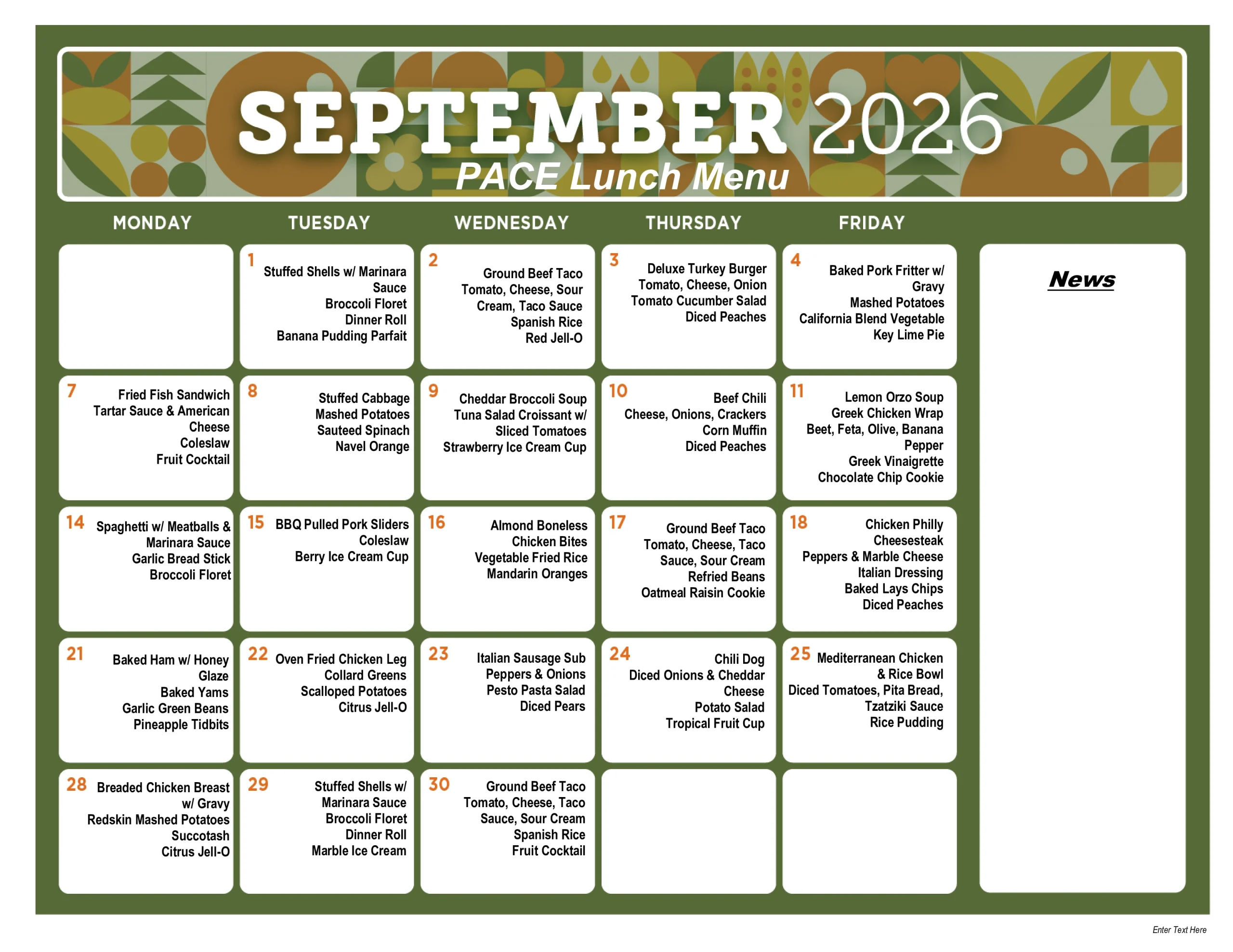 September-Lunch-2026 September Lunch Menu for Pace Southeast Michigan